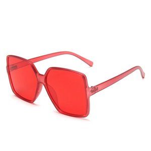 Transparent Red Frame Red Lens Large Square Oversized Sunglasses SALE 2 FOR 15